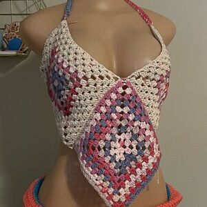 Crochet Halter Top in Multicolor